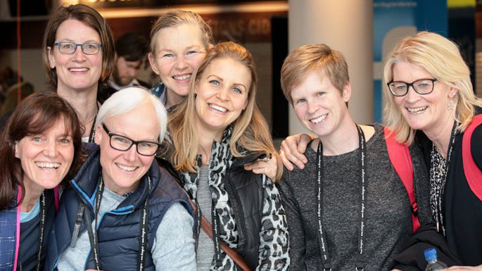 A group of seven BSAVA members, smiling at the camera