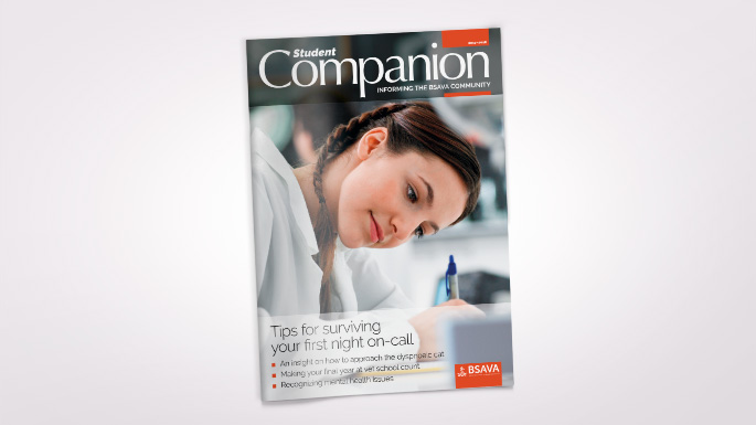 BSAVA Student Companion magazine issue. Featured article is tips for surviving your first night on-call