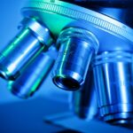 Closeup of microscope lenses
