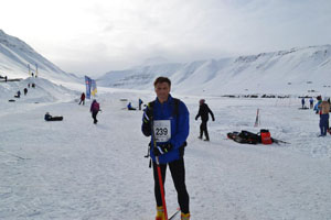 Wolfgang Dohne taking part in a cross-country ski race in Svalbard, an island off the north coast of Scandinavia.